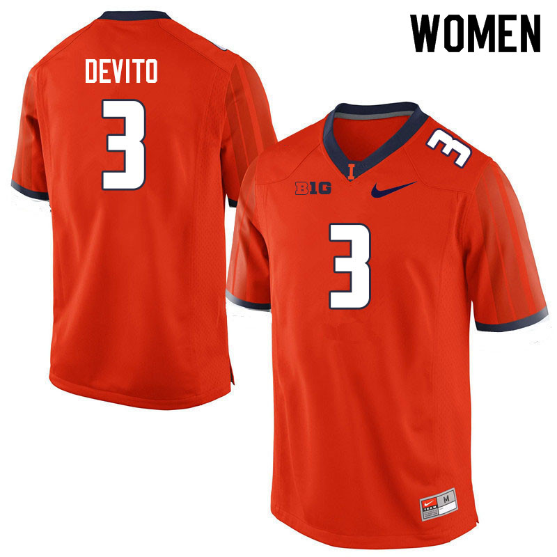 Women #3 Tommy DeVito Illinois Fighting Illini College Football Jerseys Sale-Orange